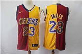 Lakers 23 Lebron James Red Gold Split Nike Swingman Jersey,baseball caps,new era cap wholesale,wholesale hats